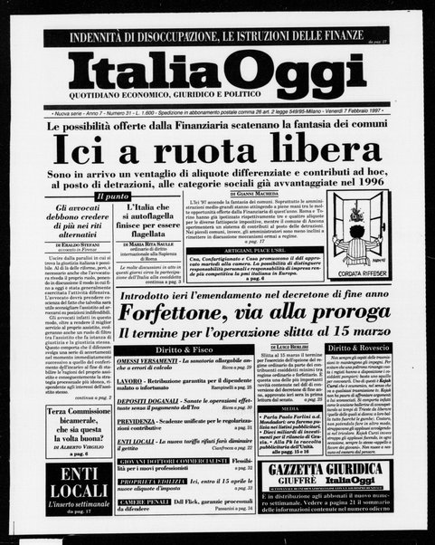 Italia oggi : quotidiano di economia finanza e politica